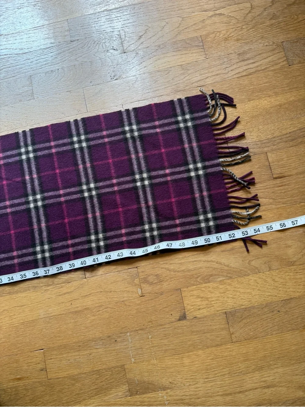 Burberry Cashmere Purple Plaid Scarf